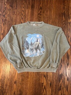 Vintage 90s Lynx Cat Nature Sweatshirt